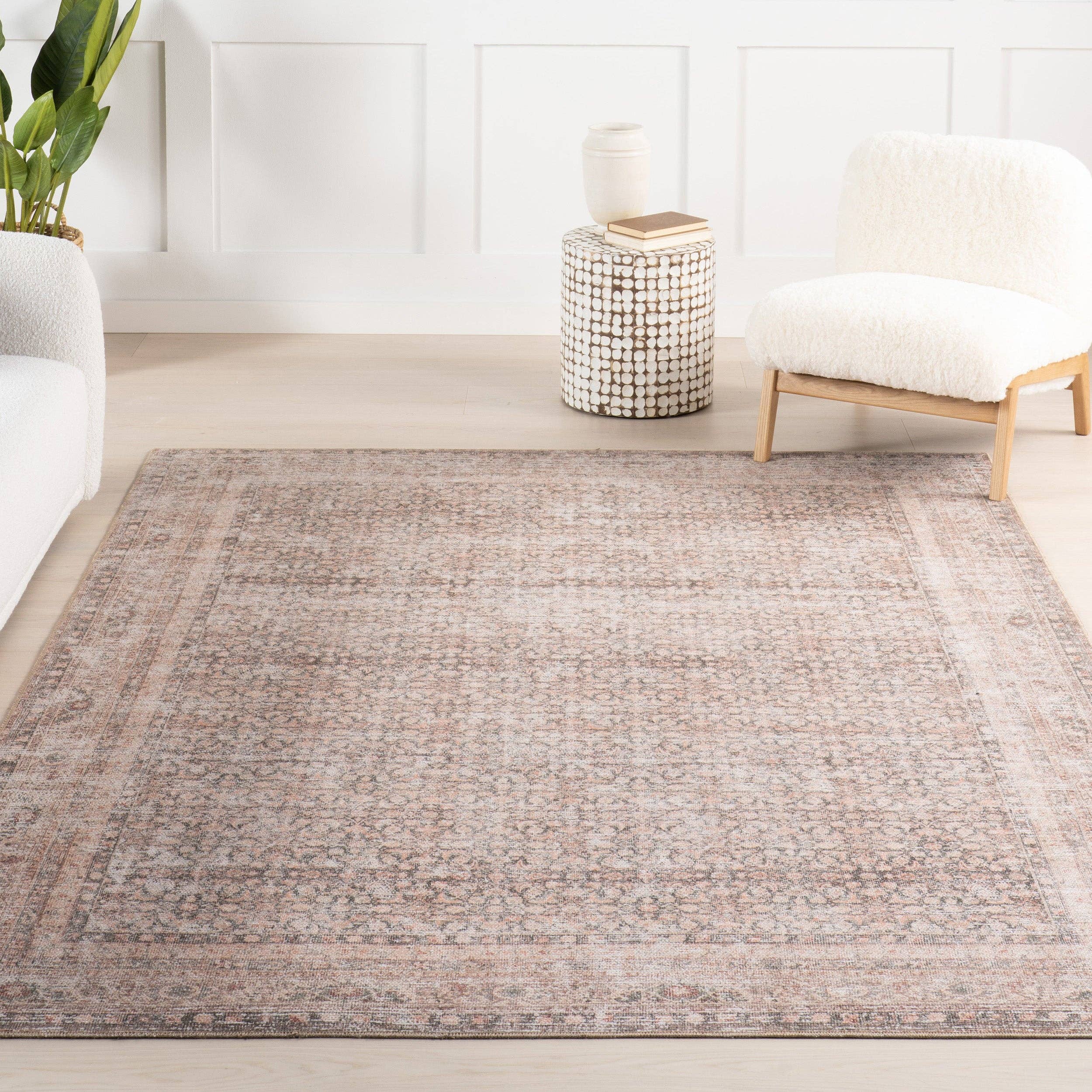 Light Brown Hillstone Collection Olene Traditional Vintage Medallion Area Rug for wholesale on Faire7