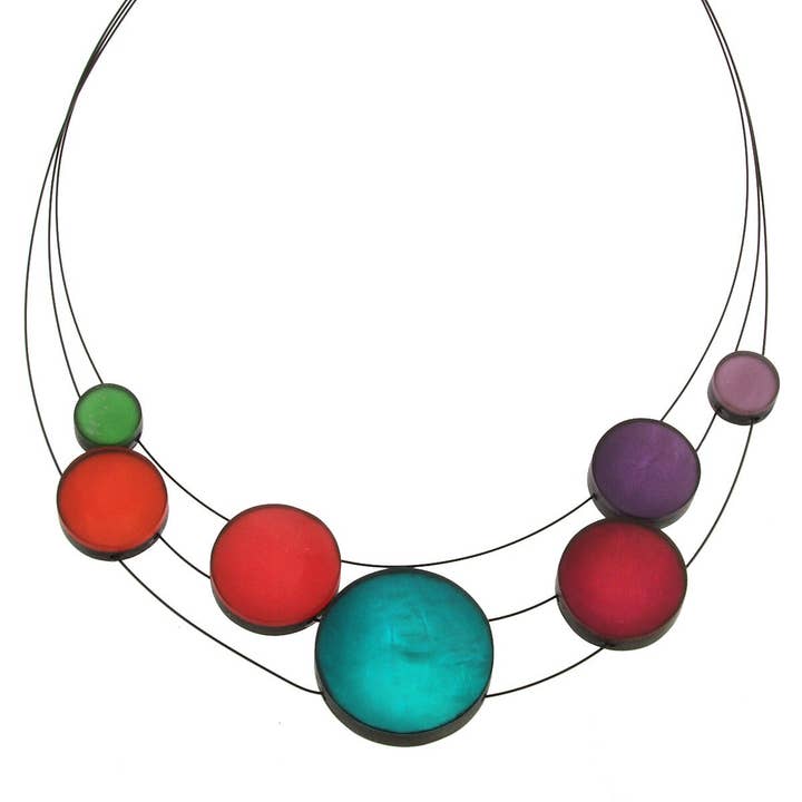 N-3strd Resin Disc Necklace 4961-48 for wholesale by Origin Jewelry