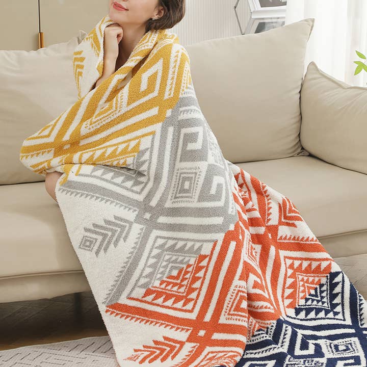 Fashion City - Vendita all'ingrosso Plaid - Comoda coperta morbida con motivo tribale 14