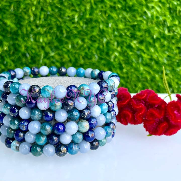 KayleeNYC - Wholesale Beaded Bracelet - Angelite Apatite Lapis Lazuli 6mm Healing Bracelets