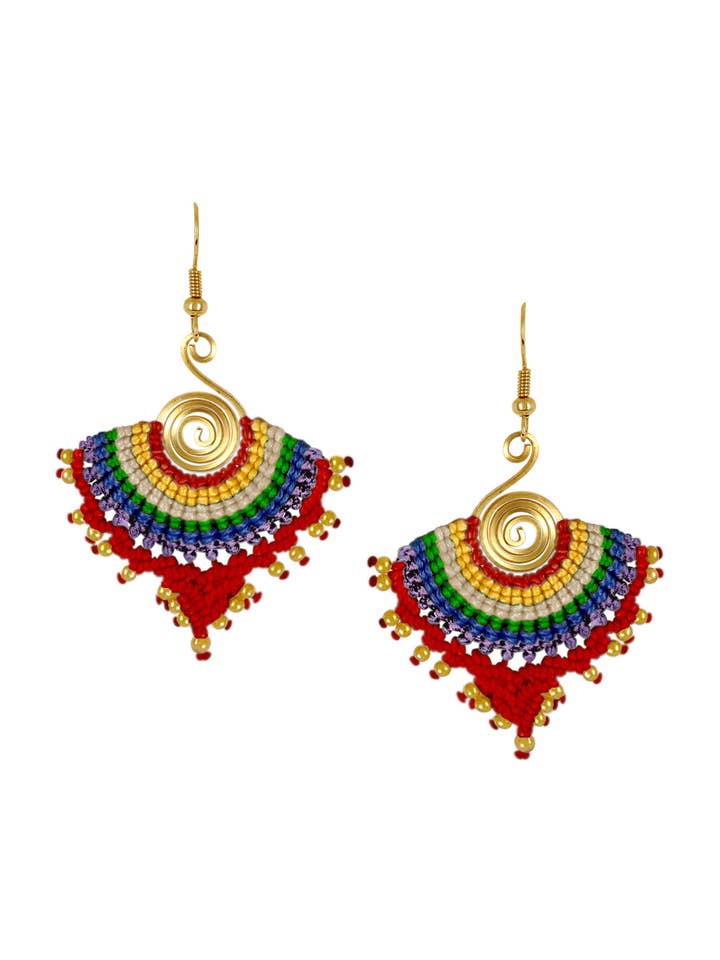 Braided Hemp Rope Drop Earrings In Gold - BR for wholesale by Zoey Simmons