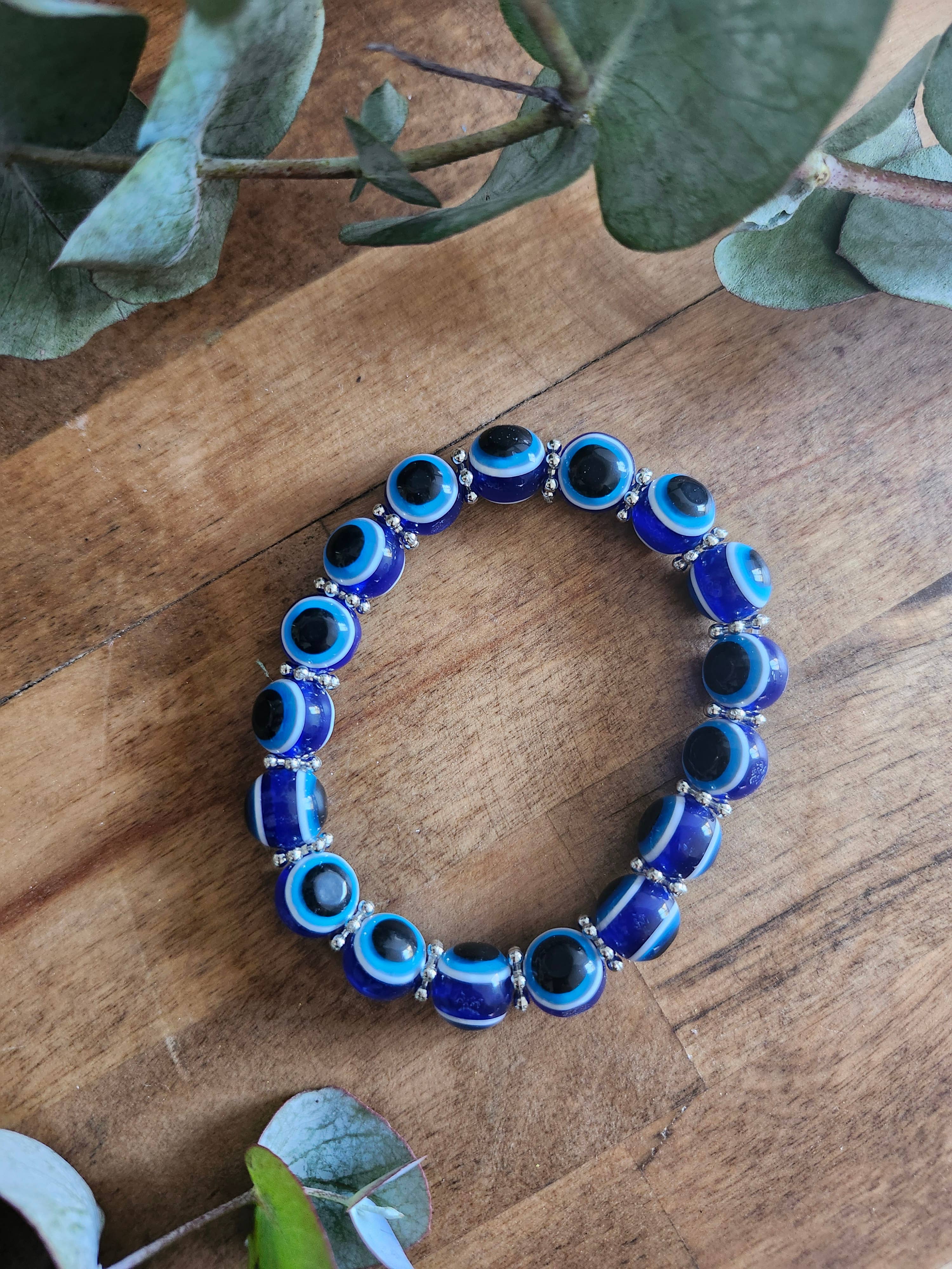 Three Witches Tea Shop - Wholesale Charm/Dangle Bracelet - Mal de ojo, evil eye stretch bead bracelet 0