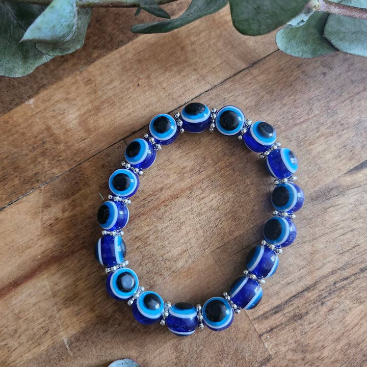 Three Witches Tea Shop - Wholesale Charm/Dangle Bracelet - Mal de ojo, evil eye stretch bead bracelet 0