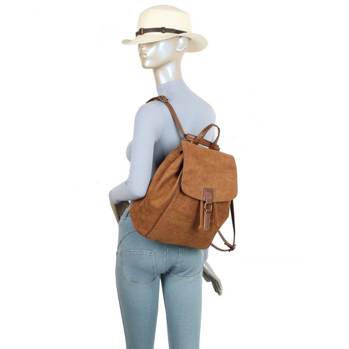 Ellas Trading – wholesale Backpack – Women's – Trendy Faux Suede Drawstring Travel Backpack11