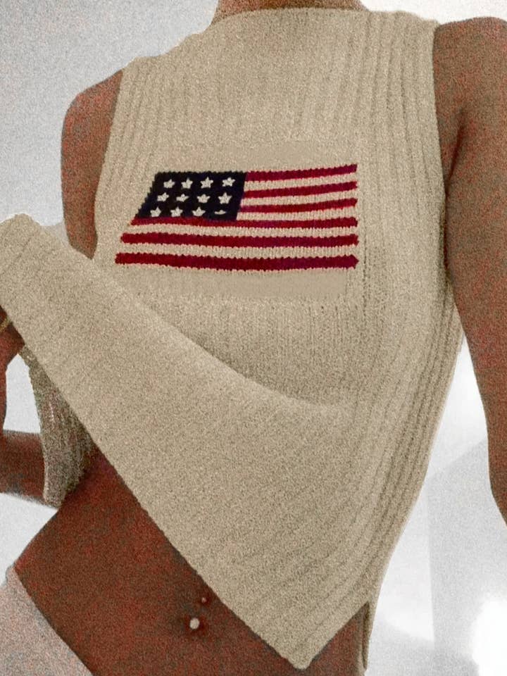 Independence Day Flag Knitted Vest Top for wholesale by Rosa Clothing