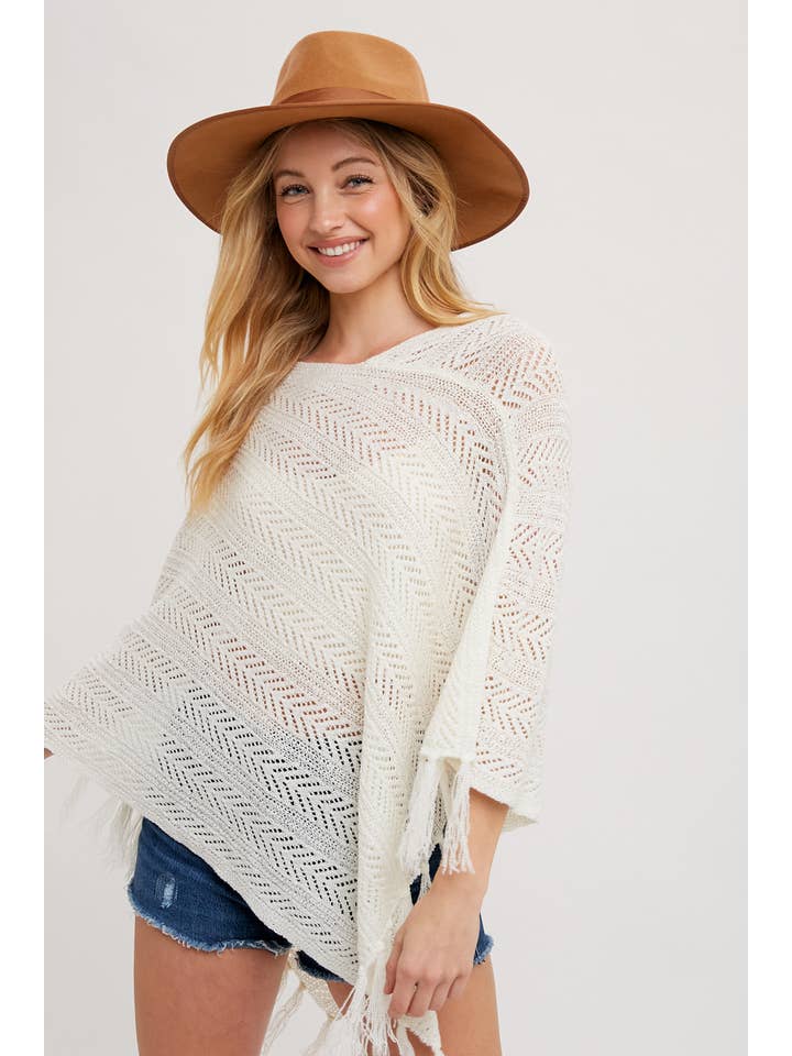 Bluivy - Wholesale Poncho – Women's - OPEN-KNIT FRINGE PONCHO4