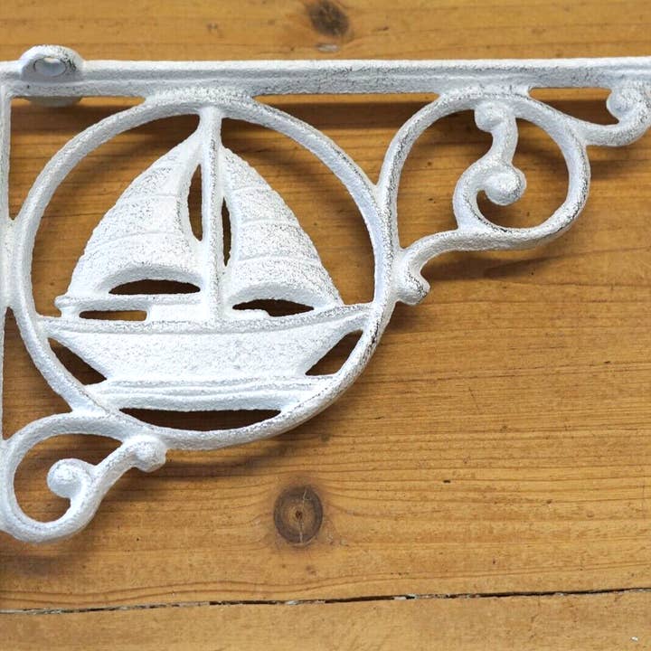 Midwest Craft House - Wholesale Wall Accent - CAST IRON WHITE SAIL BOAT SHELF BRACKET