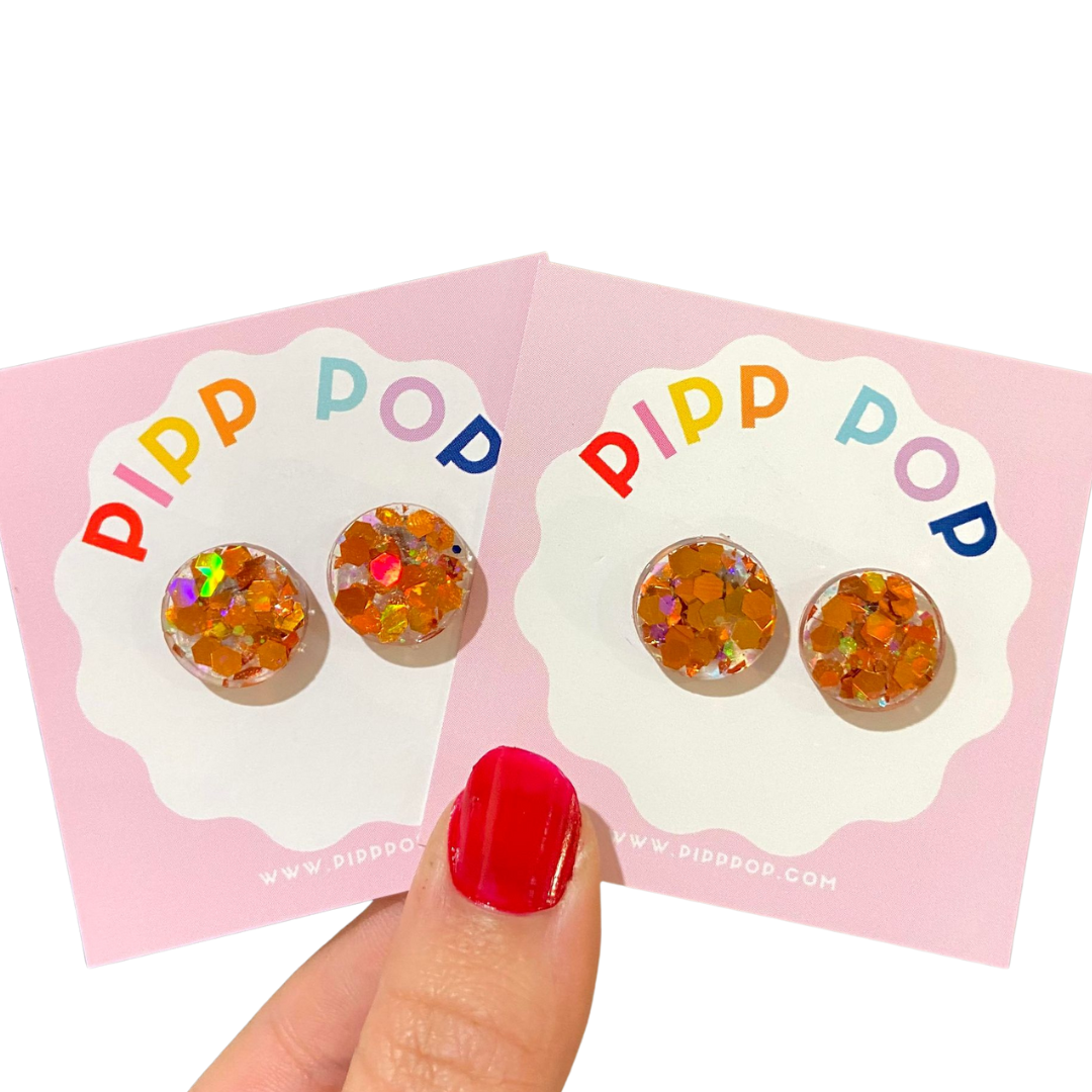 Pipp Pop - Wholesale Stud/Post Earrings - Glitter Resin Studs - 34 Colours Available3