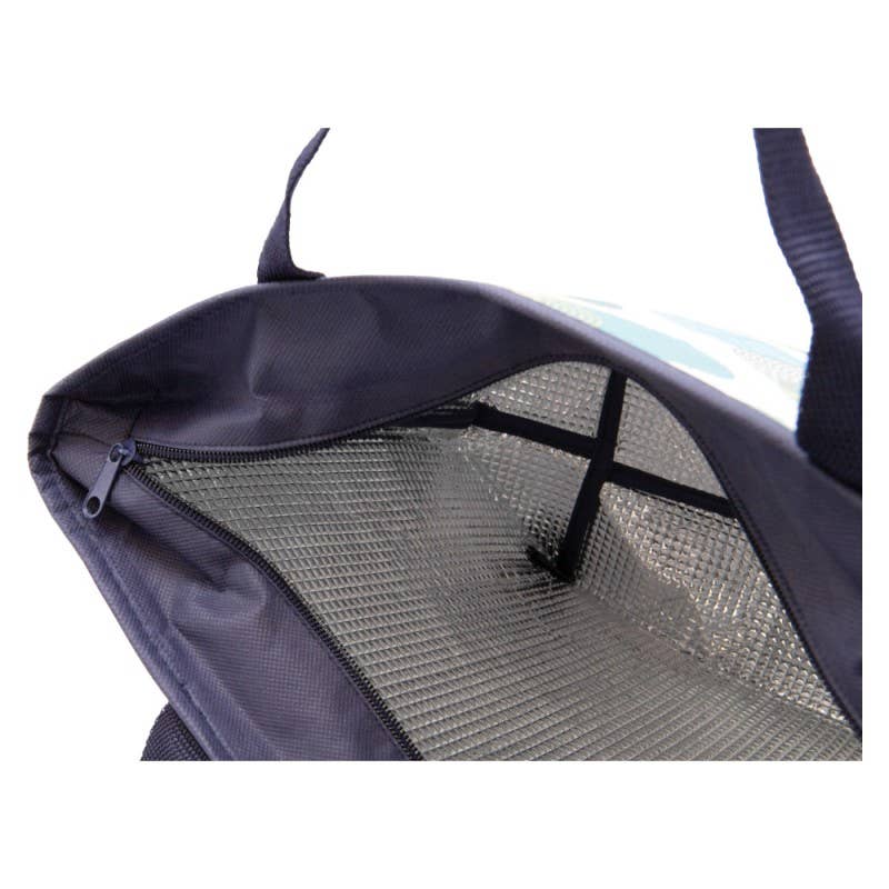 Deffrennes - Wholesale Cooler/Cooler Bag - Cream-colored isothermal bag with blue leaves pattern3