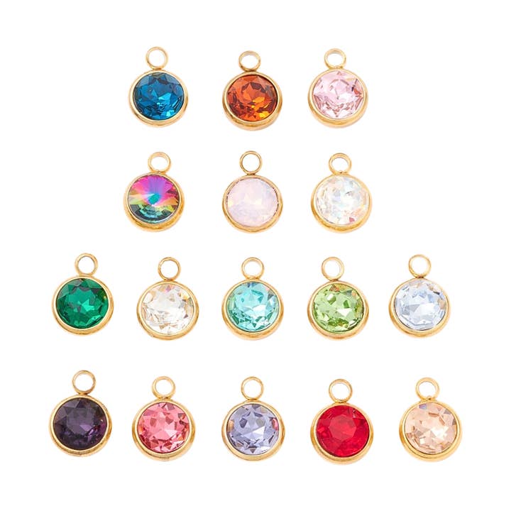 * Goldener runder Anhänger aus verschiedenen Gläsern für den Großhandel von The Charm Bar Company