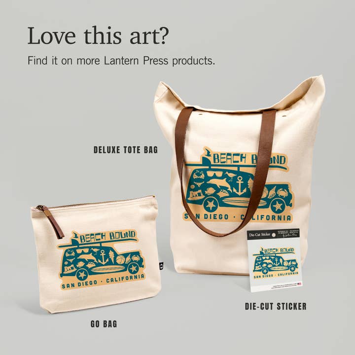 Lantern Press - Wholesale Sticker - Vinyl Sticker San Diego, California, Coastal Icons