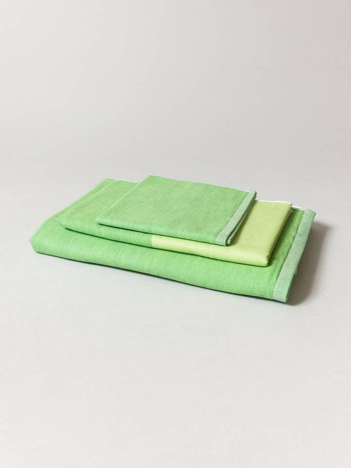 Zweifarbiges Chambray-Handtuch, Grün 2 für den Großhandel von Morihata International Ltd. Co.