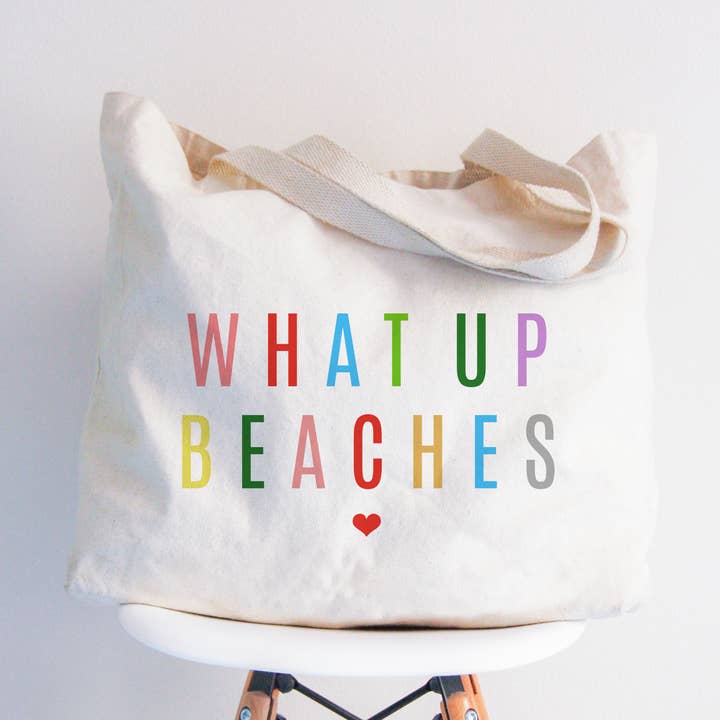 Colorida bolsa de mano What Up Beaches, 2 tamaños para venta al por mayor de Love You a Latte Shop