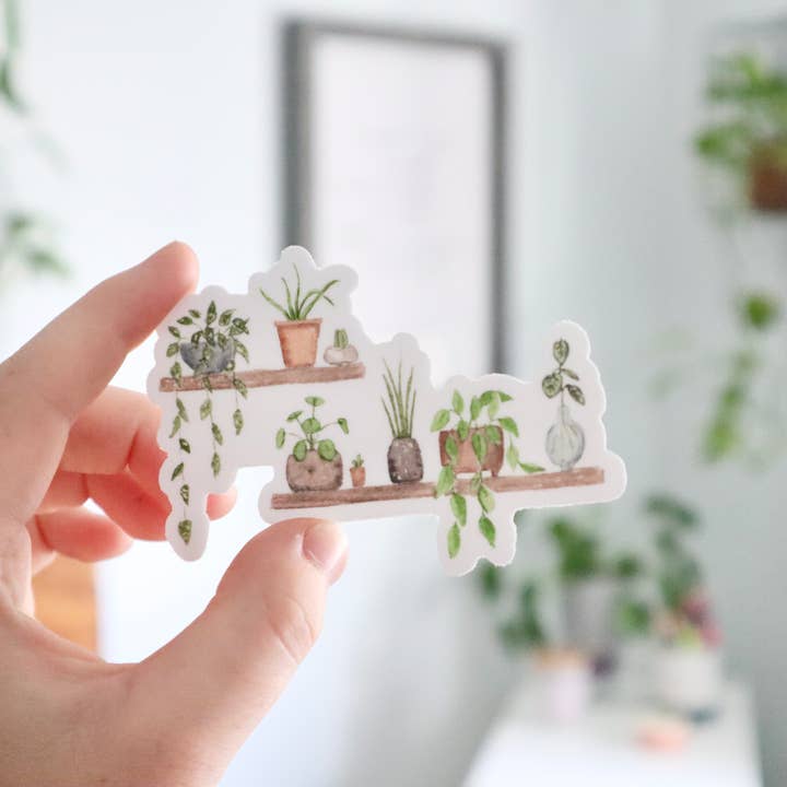 Plant Shelf Sticker | Watercolor, House Plant Sticker for wholesale by Steadfast Brush