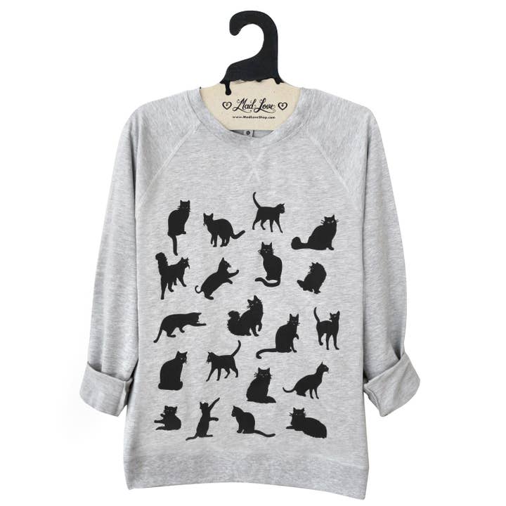 Moletom Unissex Cinza Urze Leve ou Fleece c/ Gatos por atacado de Mad Love Shop