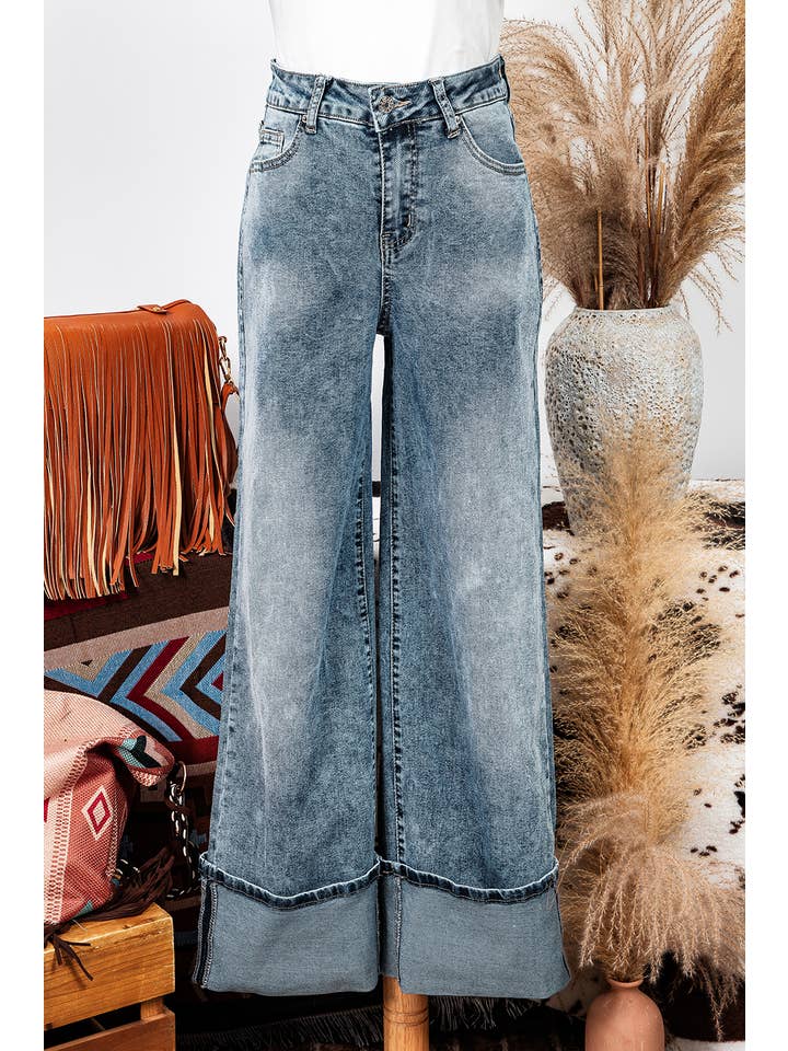 As shown Fashion-W High Rise Button Zip Fly Medium Wash Jeans*4-16 for wholesale on Faire