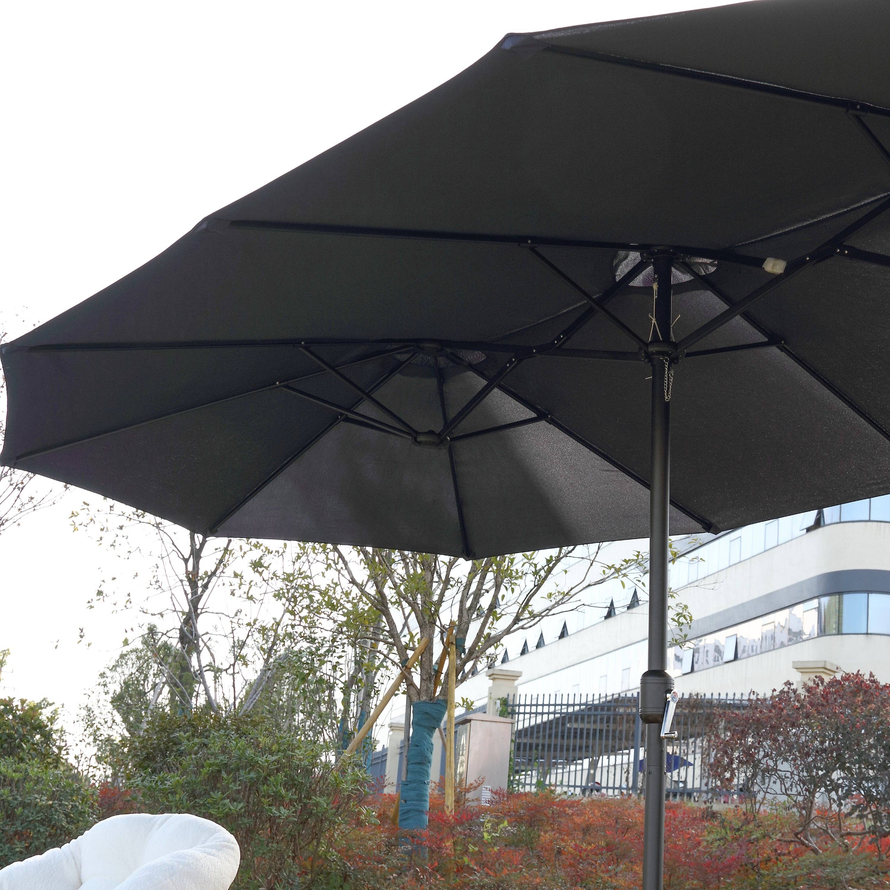 39F Inc. - Wholesale Patio Umbrella - 14.8ft Double-Sided Outdoor Umbrella with Crank – Navy Blue14
