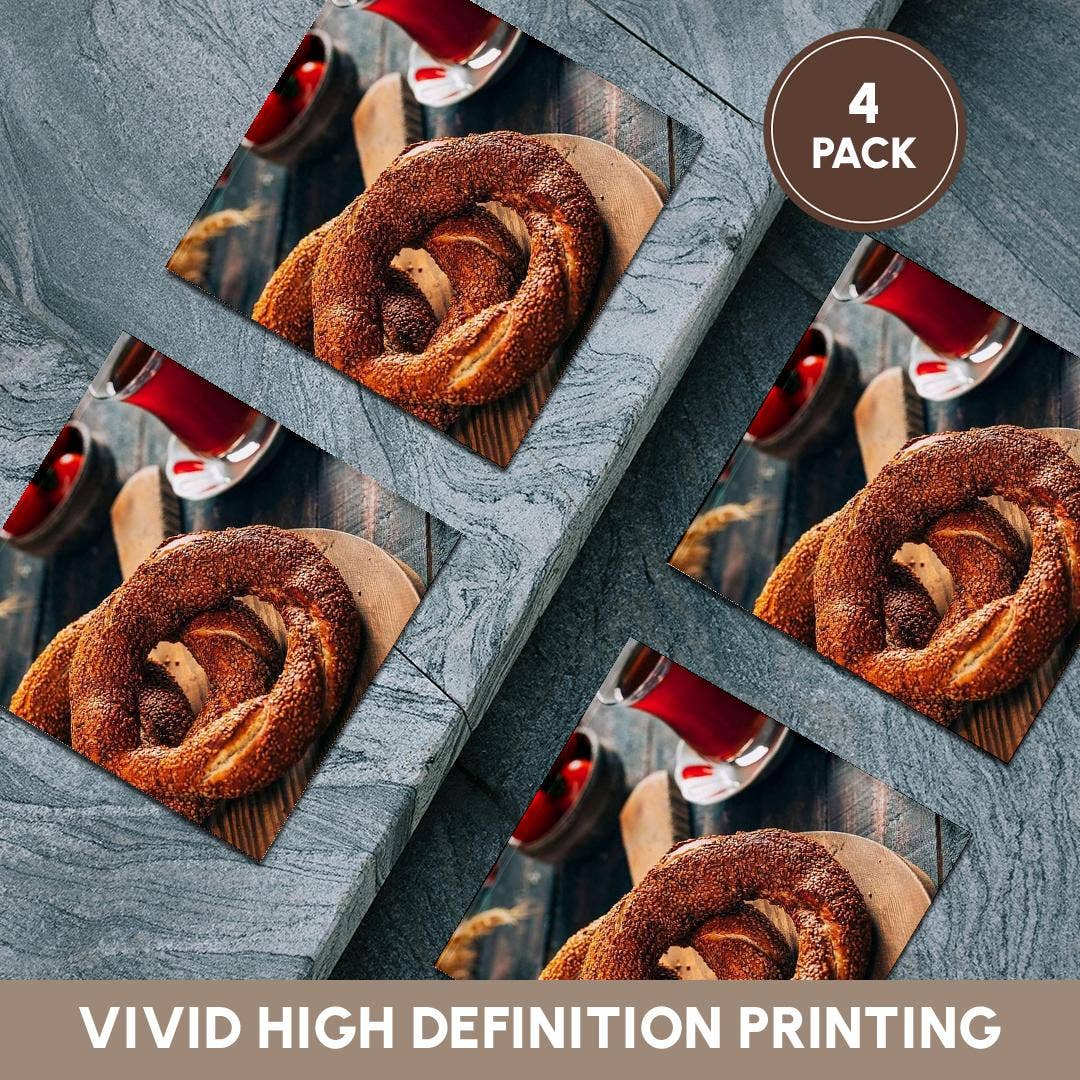 3dRose - Wholesale Coasters - 3dRose, A close up photograph of a Turkish simit bagel and fresh tea, Coaster5