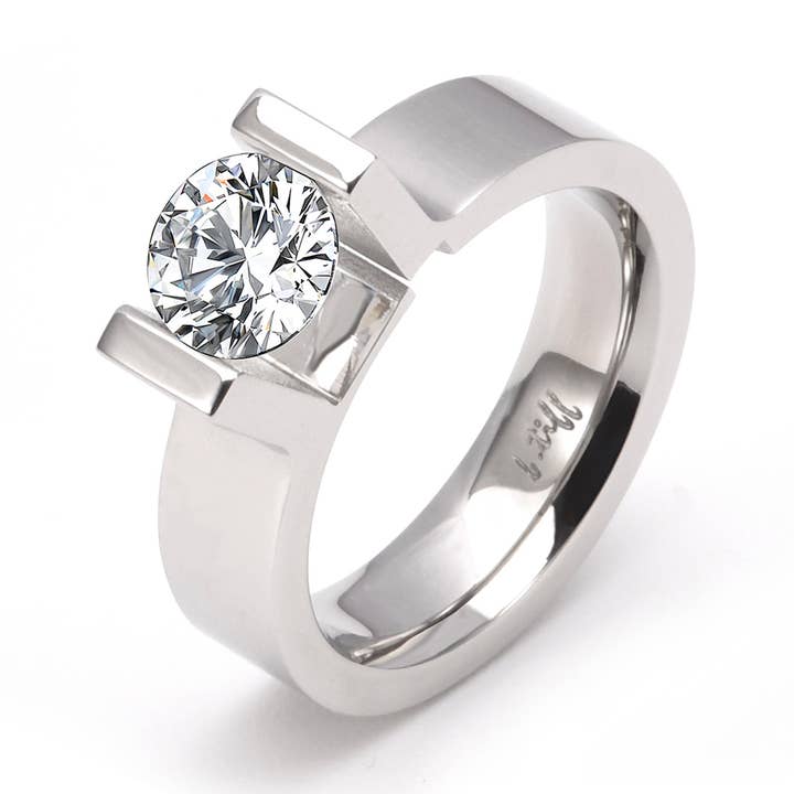 RG074W B.Tiff Bague de fiançailles solitaire ronde de 1 ct pour la vente par B.Tiff