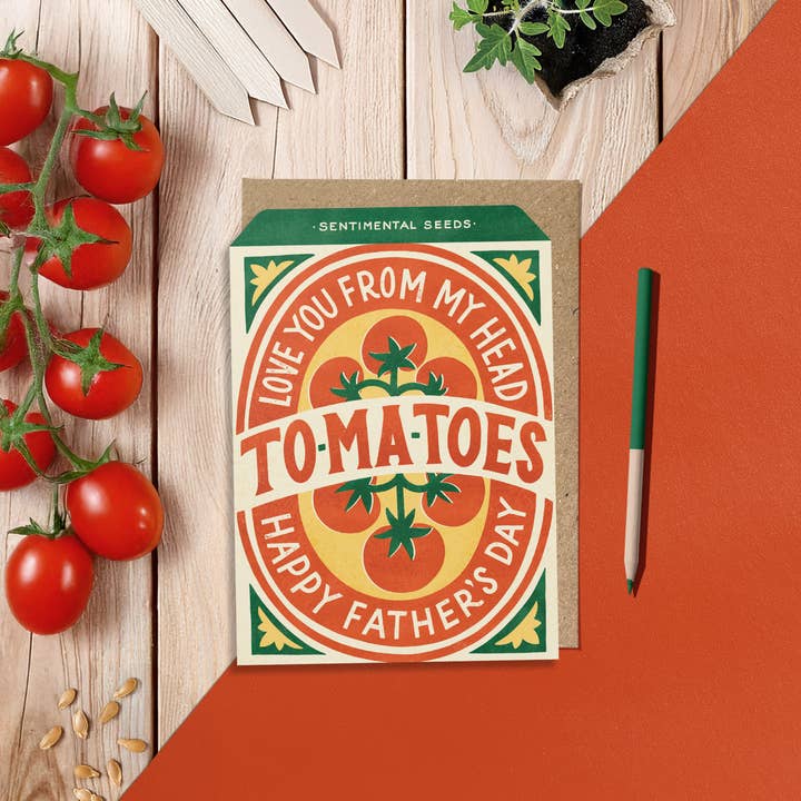 Tomate | Carte de vœux paquet de graines vintage pour la fête des pères pour la vente par Bird & Co Studio