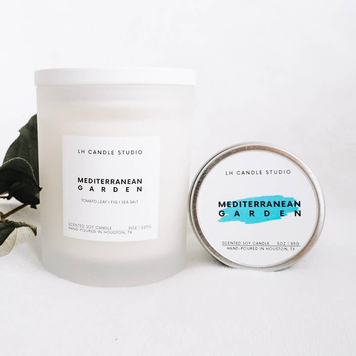 Vela de estaño Mediterranean Garden Travel para venta al por mayor de LH CANDLE STUDIO