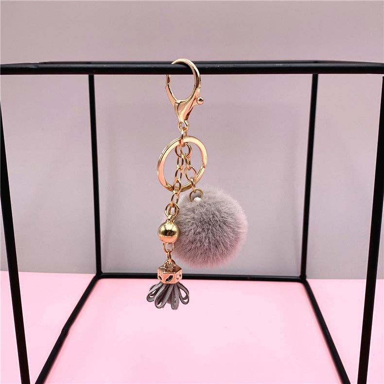 VividLux - Wholesale Keychain – Women's - Cute Fluffy Pom Pom Keychain Plush Bag Charm Bag Charm1