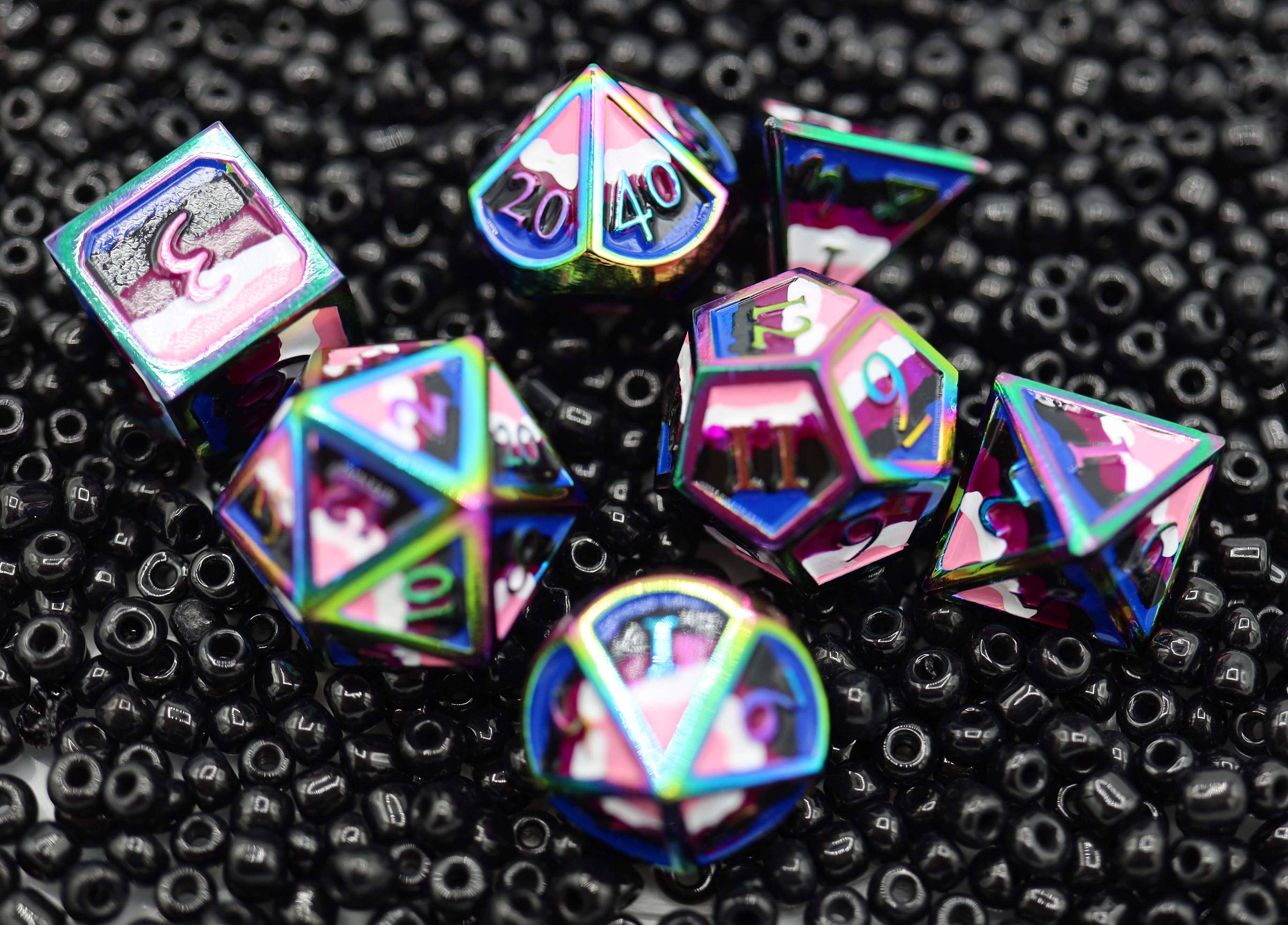 Foam Brain Games - Wholesale Dice - Genderfluid Pride Flag - Metal RPG Dice Set5