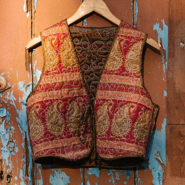 Melissa Silk Reversible Waistcoat M - 056 for wholesale by Pink Lemons Ltd