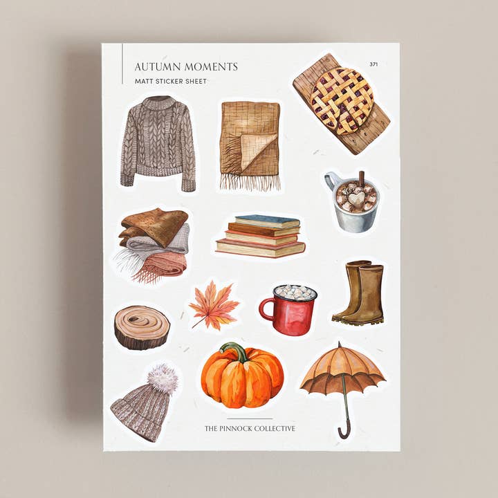 The Pinnock Collective (Duty Paid) - Wholesale Sticker - Watercolour Autumn themed Sticker Sheet0