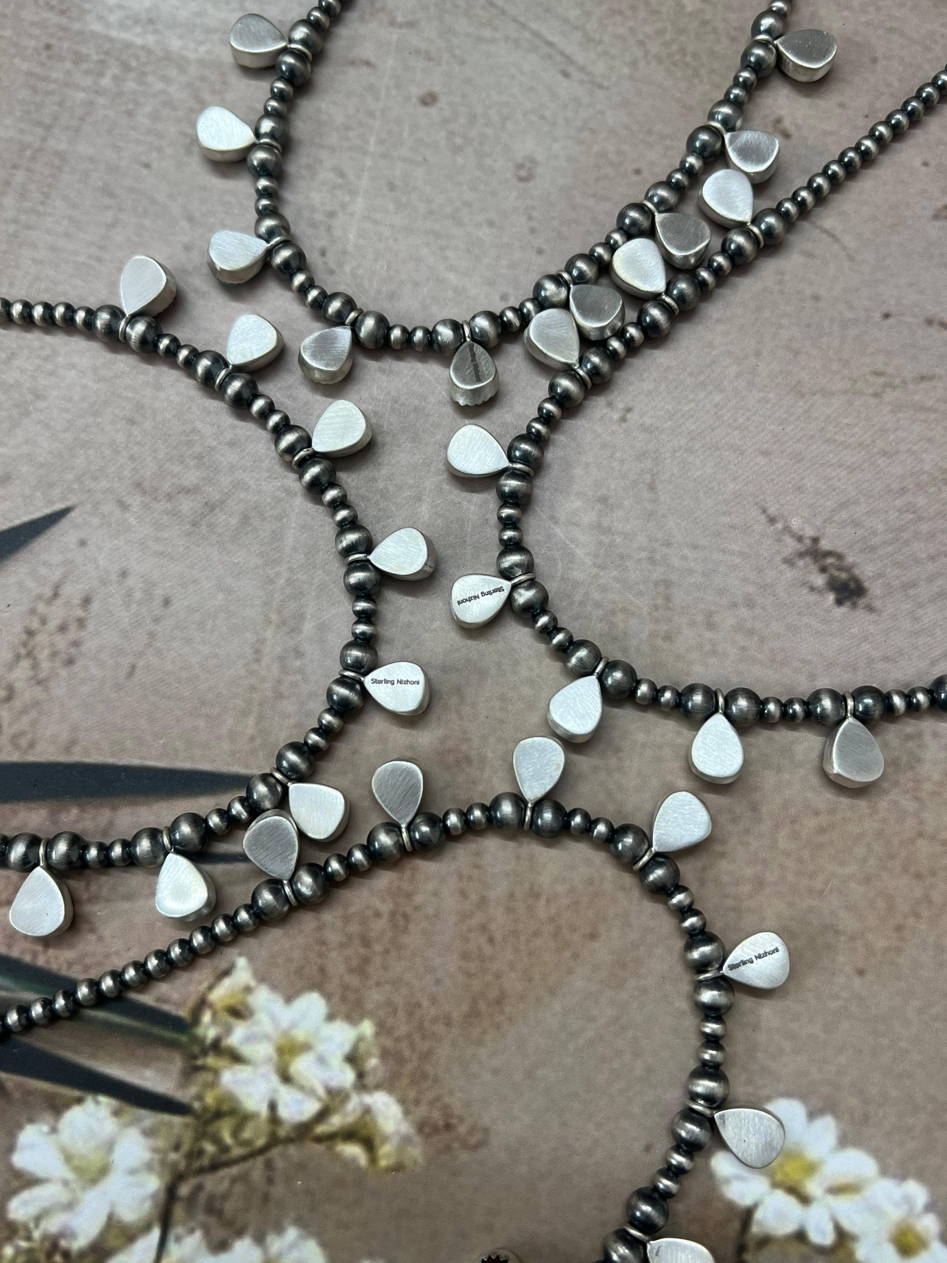 Nizhonitradersllc - Wholesale Beaded/Pearl Necklace - Handmade Sterling Silver Multi Stone Beaded Necklace with Signed Nizhoni1