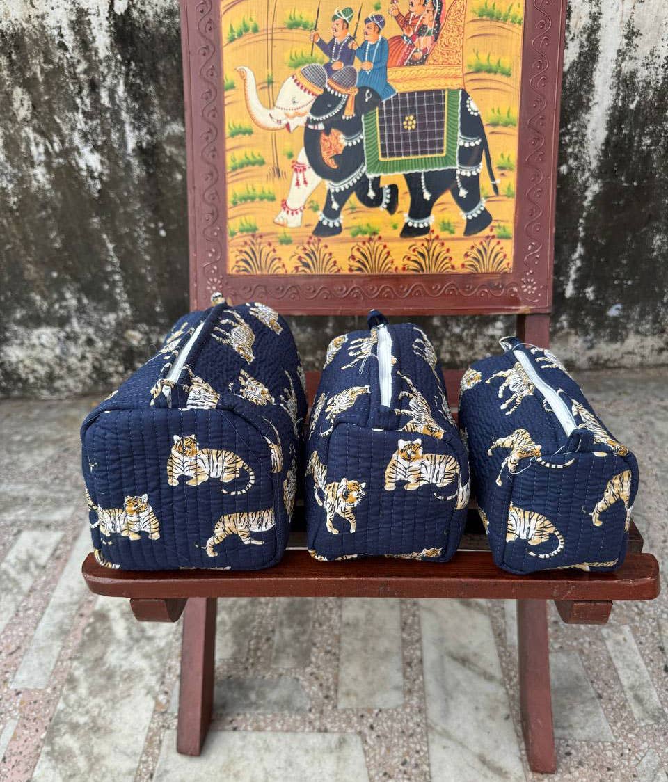 bhavnas boutique - Vendita all'ingrosso Borsa per trucchi/cosmetici - Borsa con Stampa Tigre Borsa Trapuntata in Cotone Borsa da Donna Borse da Toilette2