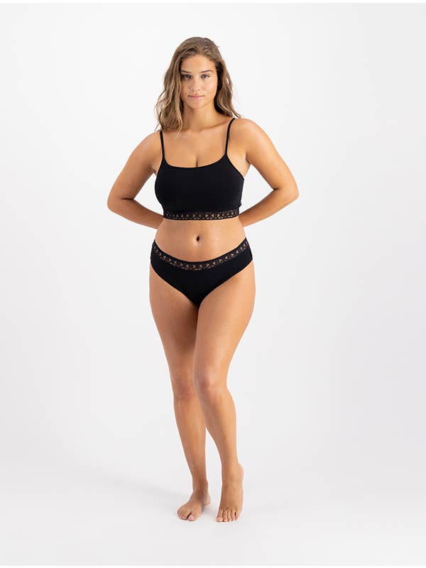 Mina Storm - Wholesale Period Underwear - Women's - Maria Organic Cotton Menstrual Tanga - Black-Ebony