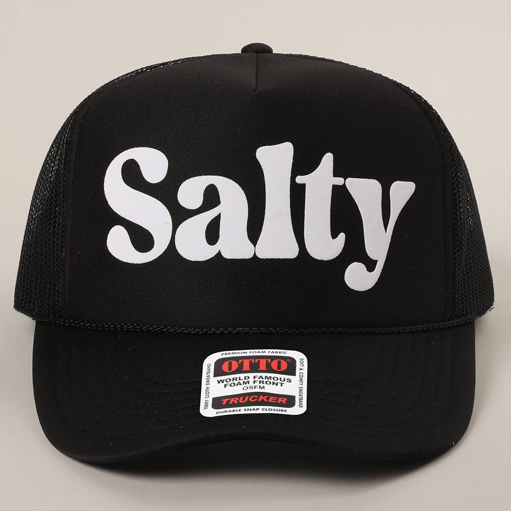 Fashion City – wholesale Trucker hat – Unisex – Salty Text Printed Mesh Back Foam Trucker Hat0