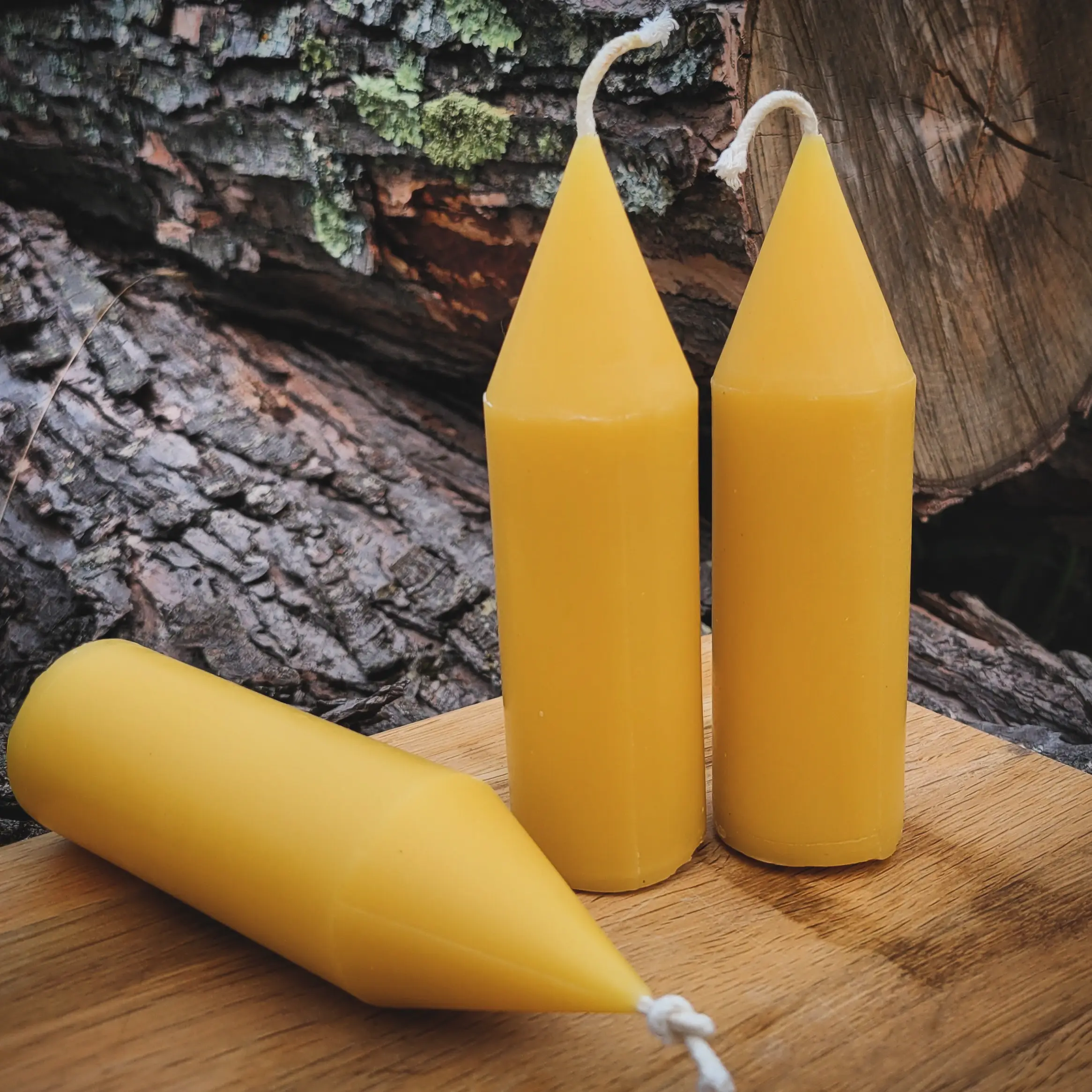 Yarrow Bone Farmstead - Wholesale Pillar Candle - Pointy Beeswax Pillar, Conical, Tapered2