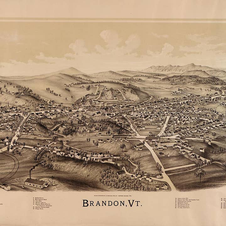Relic Map Co. – wholesale Map – Brandon, Vermont (Brandon, Vermont) 1890
