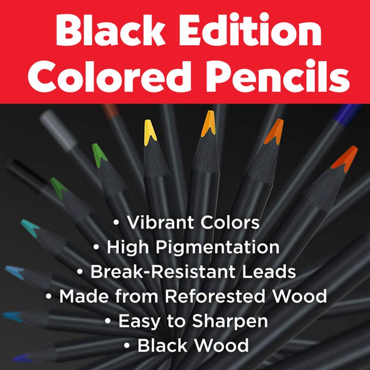 Faber-Castell / Creativity for Kids - Wholesale Colored Pencil - Super Soft Black Edition Colored Pencils, Gift Tin of 12