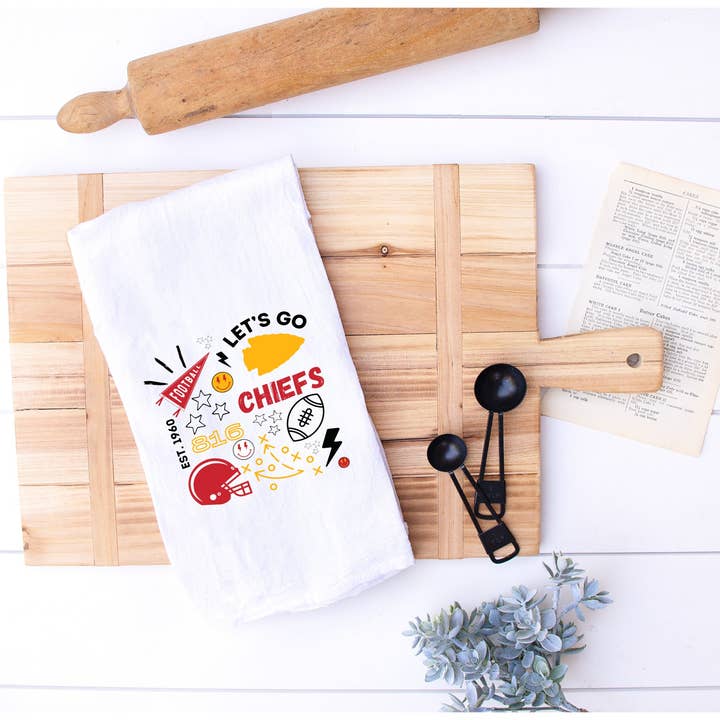 Maple Leaf Market - Wholesale Tea Towel - KC Chiefs Doodle Kitchen Tea Towel