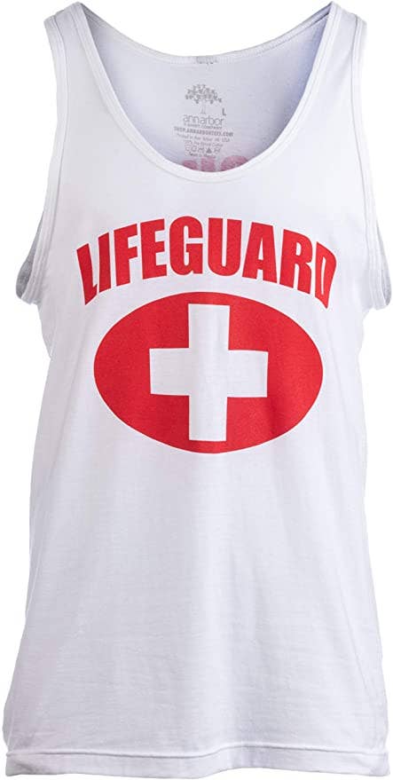 LIFEGUARD White Adult Unisex Fitted Tank Top T-shirt for wholesale on Faire3
