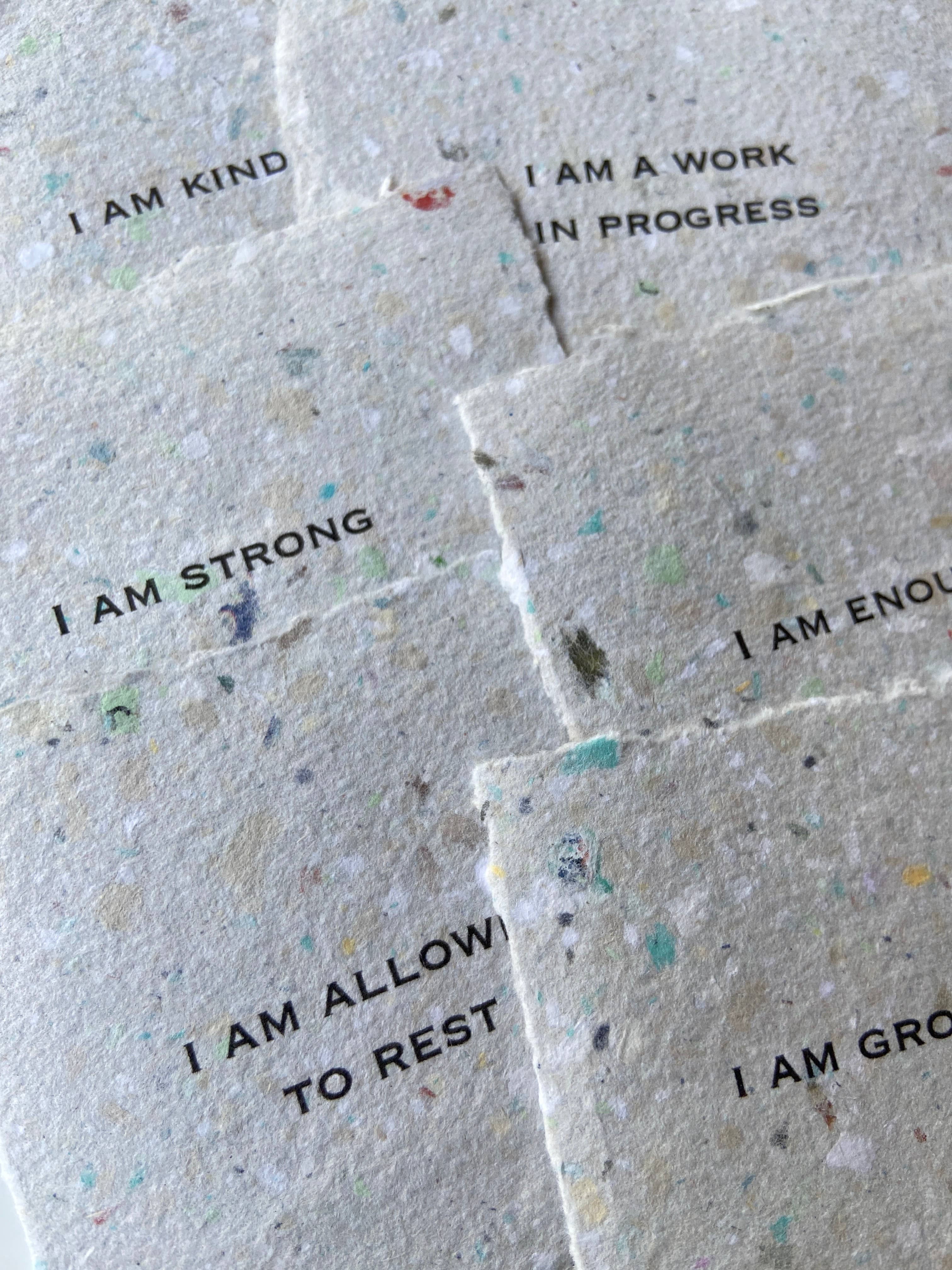 Rockywoods Studio - Wholesale Stationery/Notecard Set - I AM Affirmations Small Cards on Multicolored Handmade Paper3