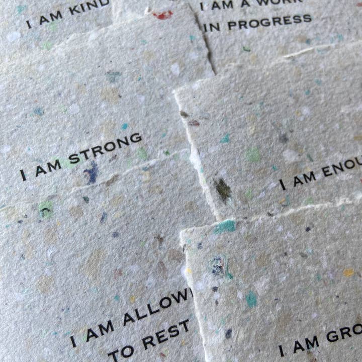 Rockywoods Studio - Wholesale Stationery/Notecard Set - I AM Affirmations Small Cards on Multicolored Handmade Paper3