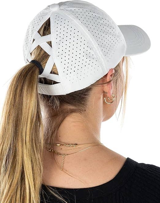 Funky Junque – wholesale Ponytail cap – Women’s – Criss Cross Laser Cut Cap1