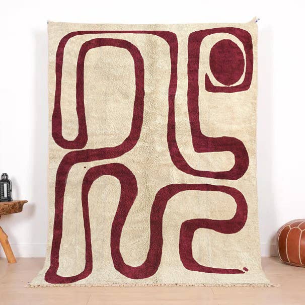 Tapete Berbere Feito à Mão–Tapete de Lã Marroquino Preto e Bege por atacado de woolsouk ( We handle U.S. import procedures for you )