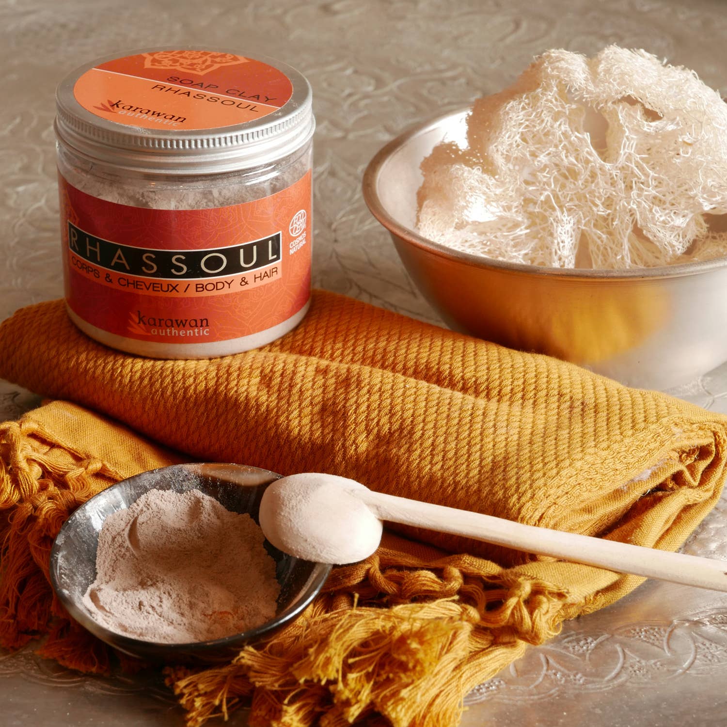 Karawan Authentic - Wholesale Body Scrub/Exfoliant - RHASSOUL CERTIFIED COSMOS NATURAL - 1 kg BULK FORMAT2