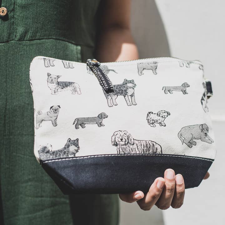 ShoreBags - Wholesale Pouch - Women's - All In Canvas Zippered Accessories Pouch Dog Print