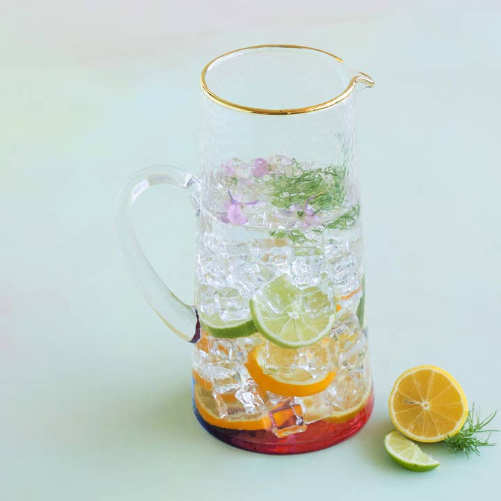 Glitterville Colorful Bottom Cocktail Pitcher, Glass, 10" for wholesale by Glitterville