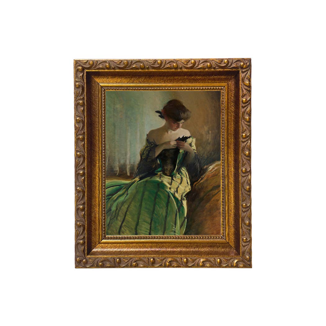 Madison Bay Co. - Historical Home Decor Reproductions - Vendita all'ingrosso Stampa artistica - Stampa su Tela Vintage di Donna in Abito Nero e Verde69