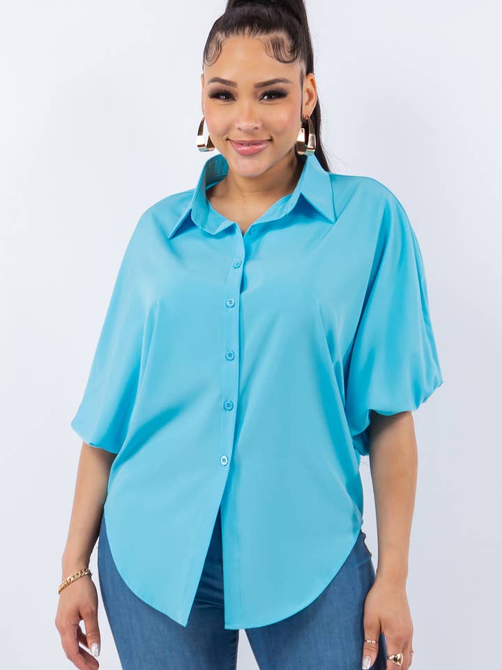 Damers avslappnade enfärgade skjorta för wholesale av Fashion Space