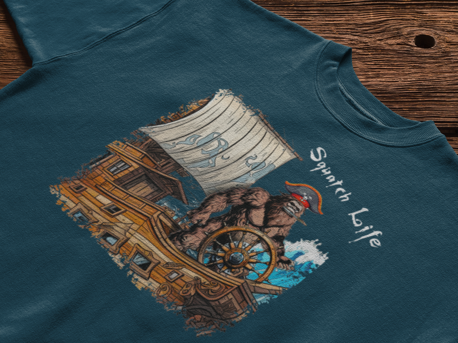 Squatchin’ Country - Wholesale T-Shirt (Graphic) - Men's - Squatch Life Pirate Bigfoot t-shirt2