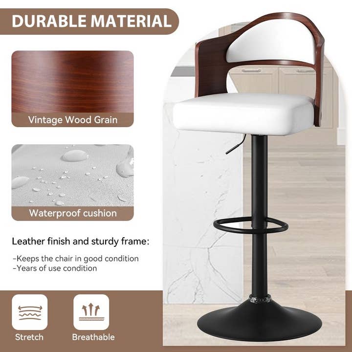 BlakOutlet - Wholesale Stool - Set of 2 Wooden Barstools PU Leather Upholstered Bar Chairs12