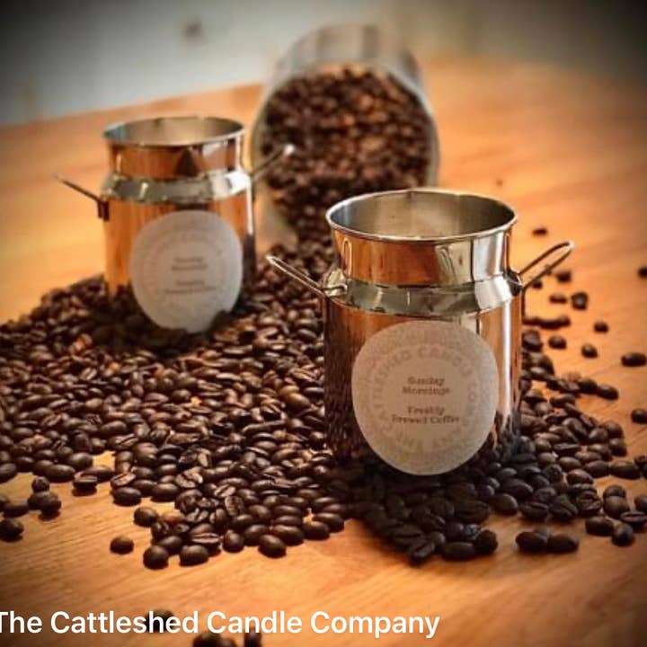 Unieke Milk Churn Candle® vers gezette koffie voor wholesale door The Cattleshed Candle Company